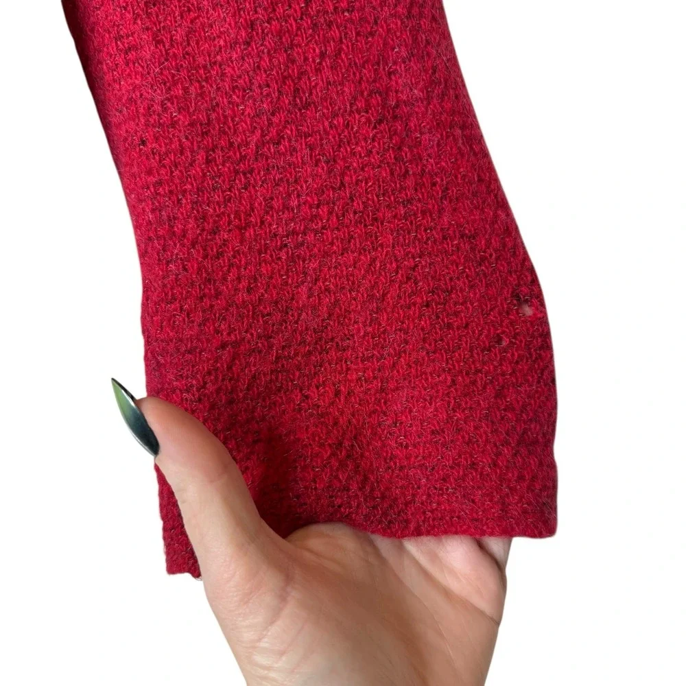 Eileen Fisher Wool Mohair Cashmere Cardigan Open Front Quiet Luxury Red‎ XS
